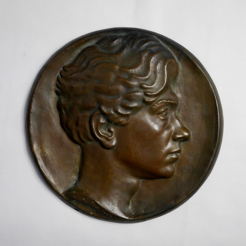 Medalion wykonany z brązu z wizerunkiem głowy mężczyzny