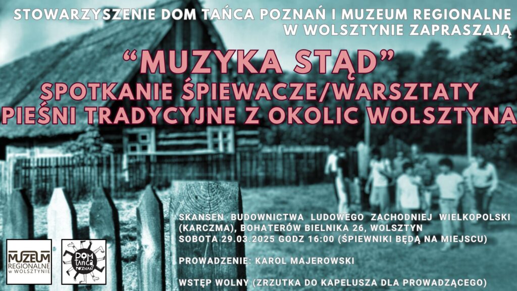 Plakat wydarzenia. W tle zagroda wiejska.